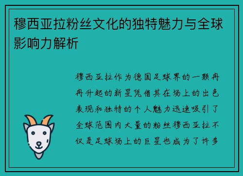 穆西亚拉粉丝文化的独特魅力与全球影响力解析